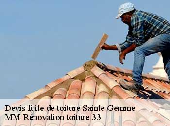 Devis fuite de toiture  sainte-gemme-33580 MM Rénovation toiture 33