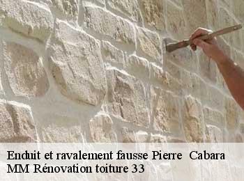 Enduit et ravalement fausse Pierre   cabara-33420 MM Rénovation toiture 33